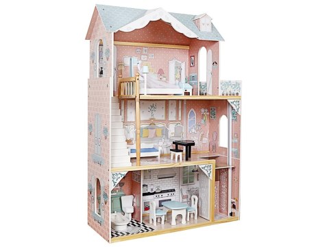 Piękny Piętrowy Duży Drewniany Domek dla Lalek z Meblami ZA5458