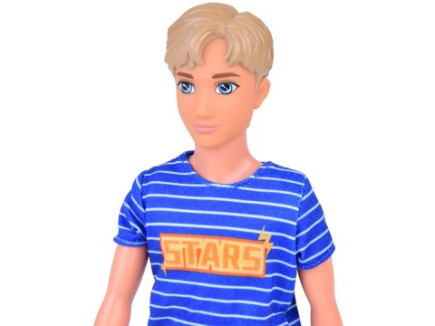 Anlily Lalka stylowy chłopak Paulo w spodenkach i koszulce w paski ZA5416