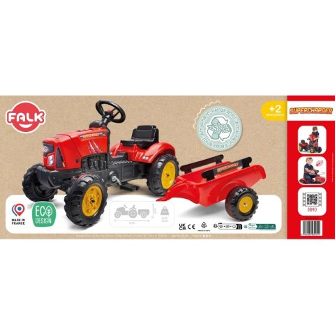 FALK Traktorek Red Supercharger Czerwony Otwierana Maska Od 2 Lat