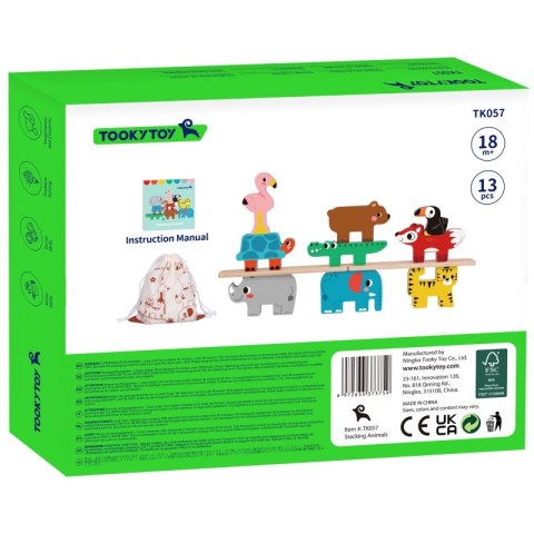 TOOKY TOY Drewniane Klocki Zwierzątka 9 Elementów