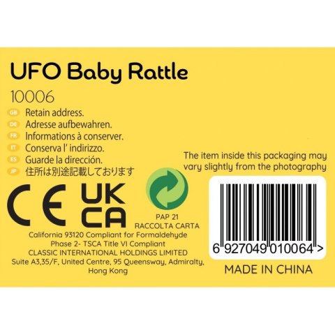 CLASSIC WORLD Drewnina Grzechotka UFO Statek Kosmiczny