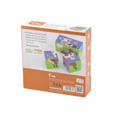 Drewniana układanka Farma Puzzle Viga Toys 4 klocki