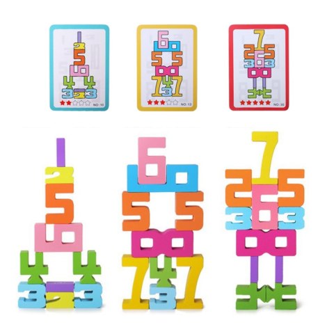 Drewniane Cyferki Nauka Matematyki Kostki do Gry Klocki Edukacyjne
