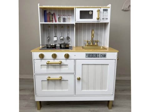 Elegancka Biała drewniana Kuchnia z akcesoriami dla dzieci ZA5387