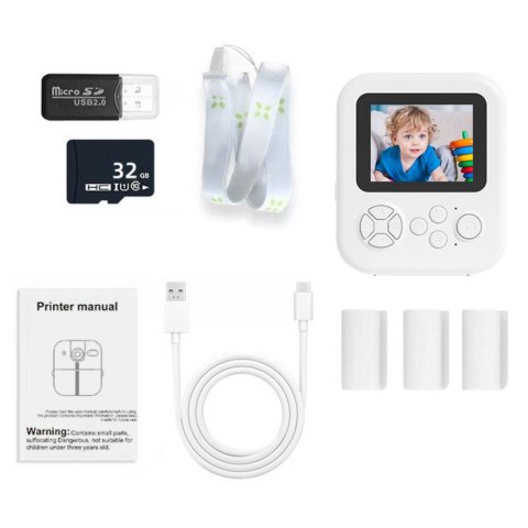 Aparat Natychmiastowy z Drukarką Termiczną Gry 3 Rolki Biały Panda