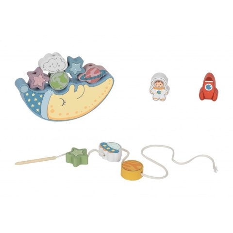 TOOKY TOY Śpiący Księżyc Balansująca Układanka Drewniana Nawlekanka Montessori