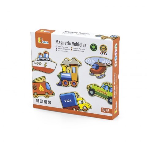 VIGA Drewniane magnesy pojazdy zestaw