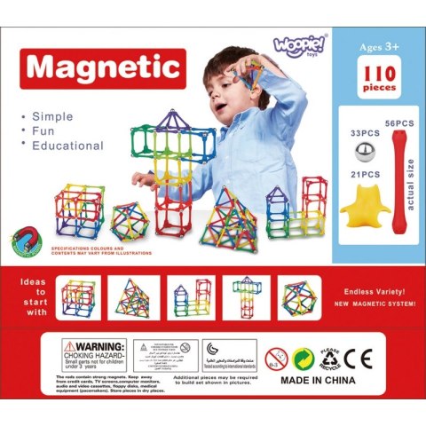 WOOPIE Klocki Magnetyczne Konstrukcyjne Układanka 110 el._4SZT