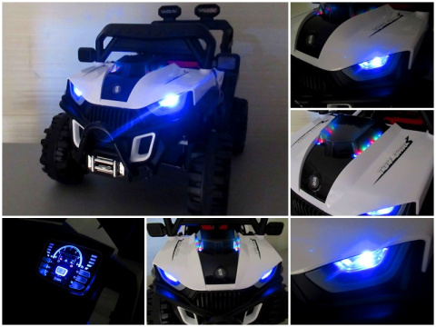 Buggy X8n biało-czarny, Autko na akumulator Miękki Fotelik