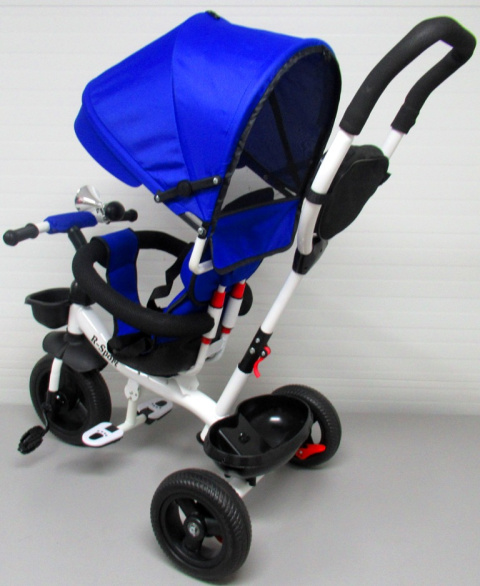 Rowerek Trójkołowy T4 niebieski R-Sport Obracany 360 stopni Koła EVA, Hamulec Wolne koło