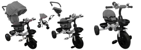 Rowerek Trójkołowy T4 niebieski R-Sport Obracany 360 stopni Koła EVA, Hamulec Wolne koło