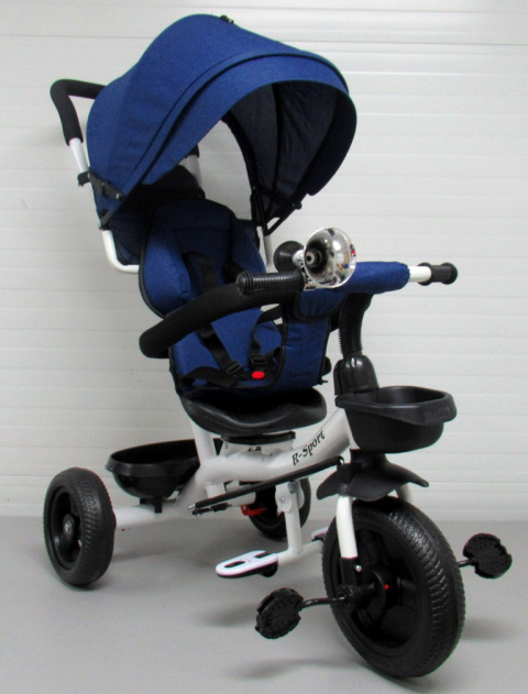 Rowerek Trójkołowy T4 niebieski jeans R-Sport Obracany 360 stopni Koła EVA, Hamulec Wolne koło