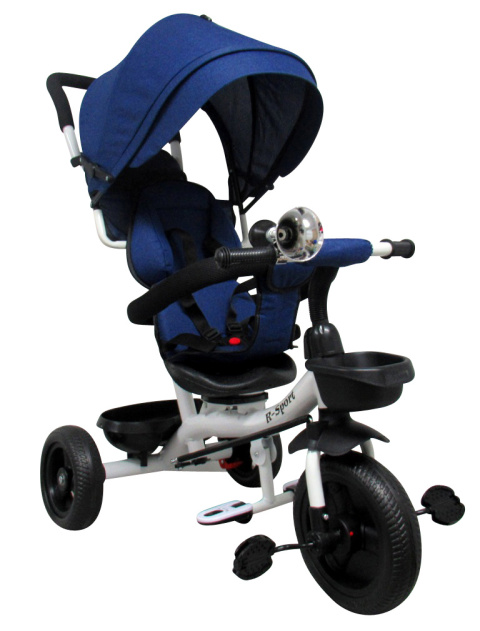 Rowerek Trójkołowy T4 niebieski jeans R-Sport Obracany 360 stopni Koła EVA, Hamulec Wolne koło