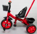 Rowerek Trójkołowy T8 czerwony z rączką Koła EVA Pchacz
