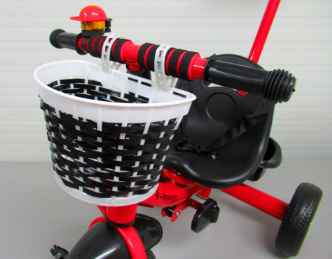Rowerek Trójkołowy T8 czerwony z rączką Koła EVA Pchacz