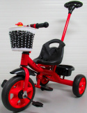 Rowerek Trójkołowy T8 czerwony z rączką Koła EVA Pchacz