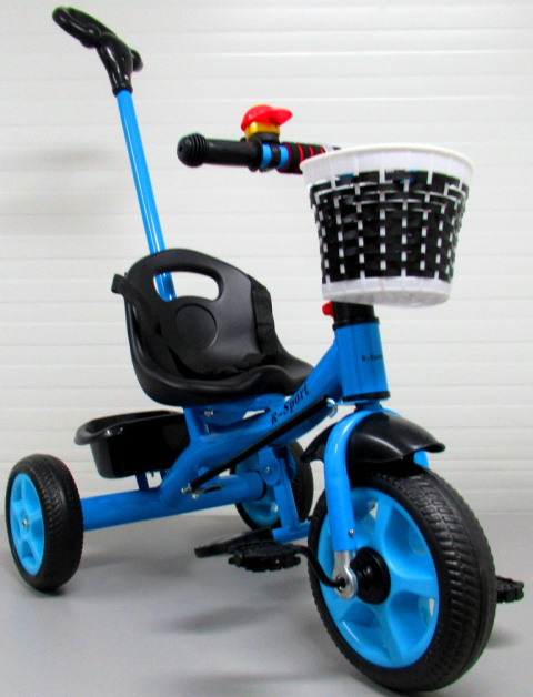 Rowerek Trójkołowy T8 niebieski z rączką Koła EVA Pchacz