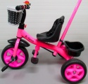Rowerek Trójkołowy T8 różowy z rączką Koła EVA Pchacz