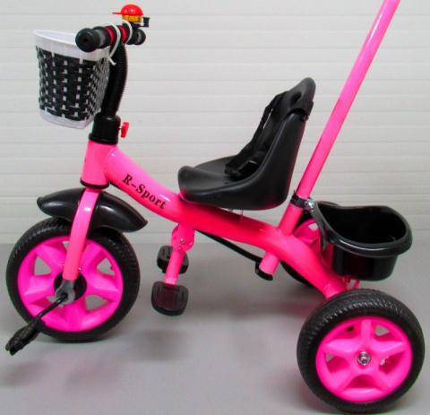 Rowerek Trójkołowy T8 różowy z rączką Koła EVA Pchacz