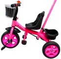 Rowerek Trójkołowy T8 różowy z rączką Koła EVA Pchacz