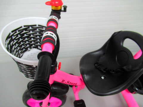 Rowerek Trójkołowy T8 różowy z rączką Koła EVA Pchacz