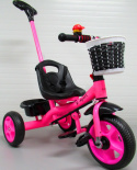 Rowerek Trójkołowy T8 różowy z rączką Koła EVA Pchacz
