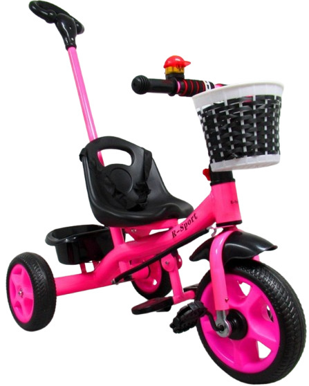 Rowerek Trójkołowy T8 różowy z rączką Koła EVA Pchacz