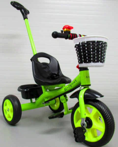 Rowerek Trójkołowy T8 zielony z rączką Koła EVA Pchacz