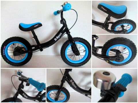 Rowerek biegowy R3 niebiesko-czarny R-Sport 12'' hamulec, dzwonek
