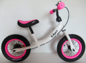 Rowerek biegowy R3 różowo-biały R-Sport 12'' hamulec, dzwonek