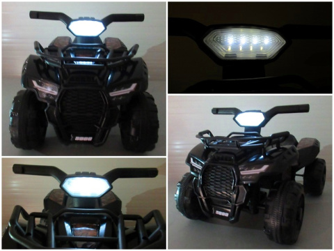 Quad J8AAA czarny na akumulator, quady dla dzieci muzyka światło