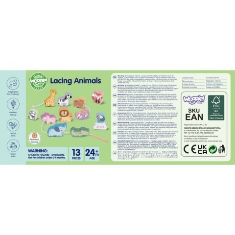 WOOPIE GREEN Drewniana Nawlekanka Klocki Przeplatanka ZOO Montessori13 EL