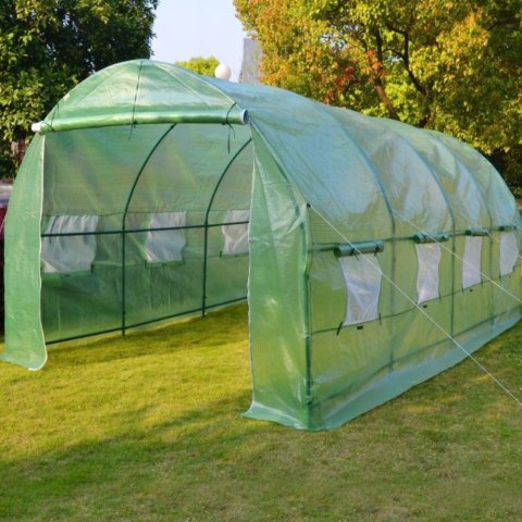 Tunel Ogrodowy Foliowy Szklarnia Na Warzywa Okna Zielony UV 4,5x2x2 M 9M²