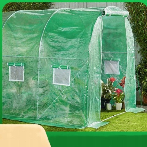 Tunel Ogrodowy Foliowy Szklarnia Na Warzywa Okna Zielony UV 4,5x2x2 M 9M²