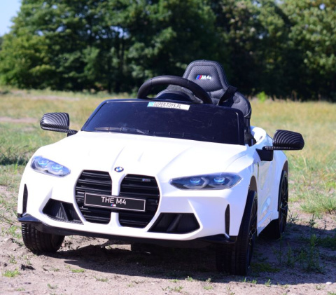 BMW m4 BIAŁY Auto na akumulator EVA Skóra pilot