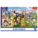 Puzzle - 3x80 - Psia zgraja - Psi Patrol - Trefl 34886
