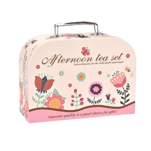 Zestaw Do Herbaty W Walizce Filiżanki Talerzyki Patera Pączki