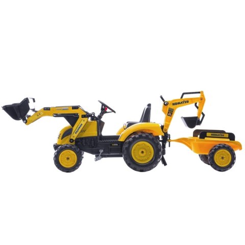 FALK Traktor na Pedały Koparka KOMATSU Łyżka + Przyczepa od 2 lat