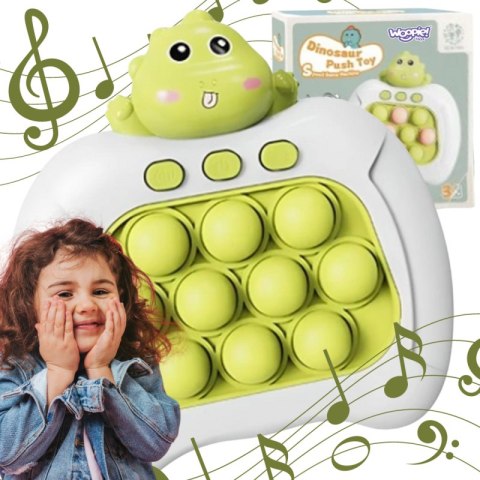 WOOPIE Gra POP IT Elektryczna Antystresowa Zręcznościowa Dinozaur Zielony Zestaw 9 szt.