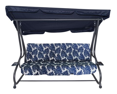 Huśtawka Ogrodowa Siedzisko Textylina 2x1 Wzór Liście Granatowa