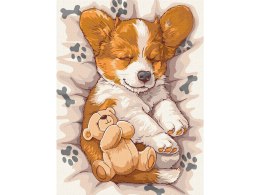 Zestaw do malowania po numerach Śpiący corgi KHO6617 30x40 AP0014