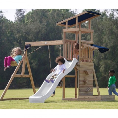 AXI Drewniany Duży Plac Zabaw Huśtawki Zjeżdżalnia Wieża + Piaskownica - Biały