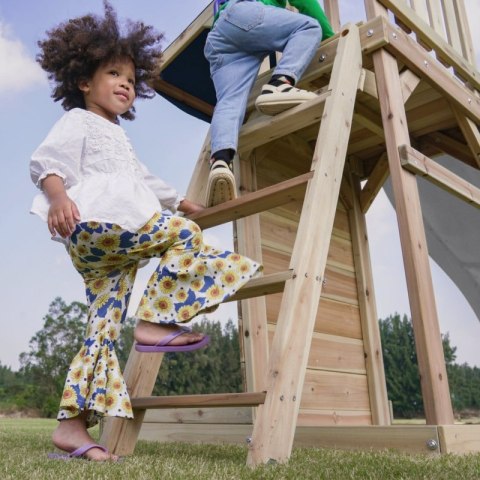 AXI Drewniany Duży Plac Zabaw Huśtawki Zjeżdżalnia Wieża + Piaskownica - Biały