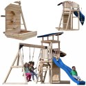 AXI Drewniany Duży Plac Zabaw Huśtawki Zjeżdżalnia Wieża + Piaskownica