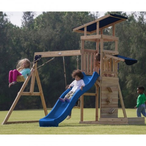 AXI Drewniany Duży Plac Zabaw Huśtawki Zjeżdżalnia Wieża + Piaskownica