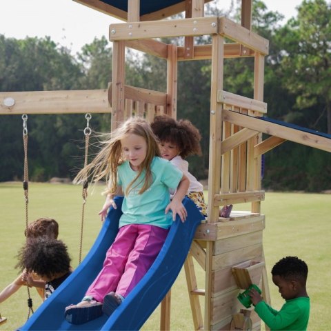 AXI Drewniany Duży Plac Zabaw Huśtawki Zjeżdżalnia Wieża + Piaskownica