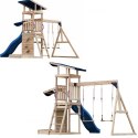 AXI Drewniany Duży Plac Zabaw Huśtawki Zjeżdżalnia Wieża + Piaskownica