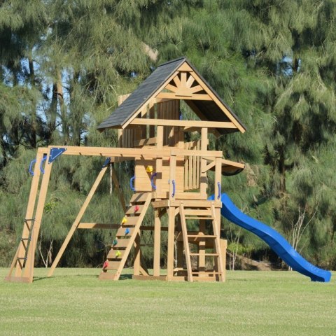 AXI Mitch - Duży Plac Zabaw Drewniany Zjeżdżalnia Hustawki Ścianka Wspinaczkowa + Wieża