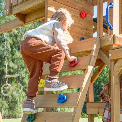 AXI Mitch - Duży Plac Zabaw Drewniany Zjeżdżalnia Hustawki Ścianka Wspinaczkowa + Wieża