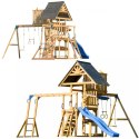 AXI Mitch - Duży Plac Zabaw Drewniany Zjeżdżalnia Hustawki Ścianka Wspinaczkowa + Wieża